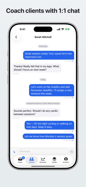 Coach clients with 1:1 chat